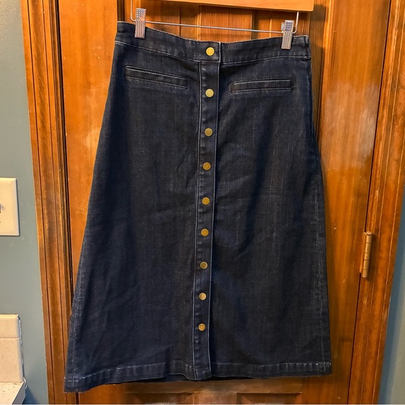 Talbots Denim Button Front A-Line Skirt - Picture 2 of 15